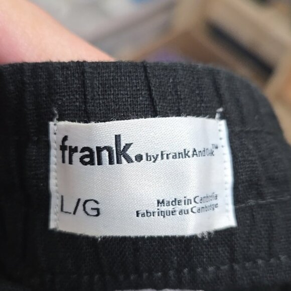 Frank & Oak Size L Black Linen Blend High Waisted Pull On Shorts - Picture 5 of 9